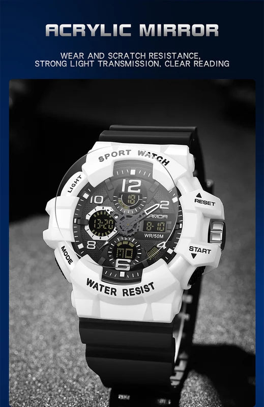 Digital Military Sports Watch for Men Waterproof Shock-Resistant Electronic Wristwatch