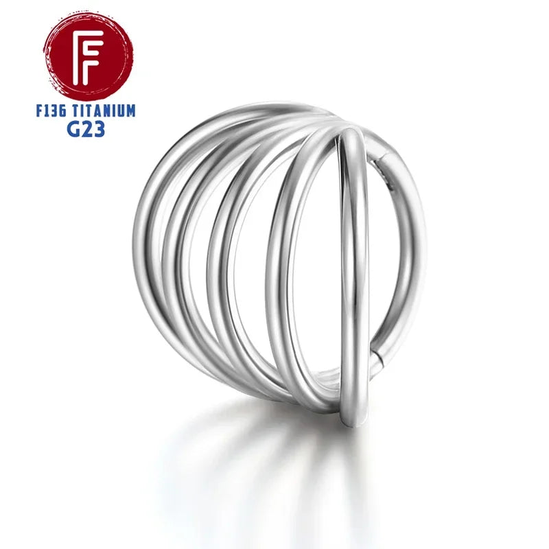 Titanium Septum Piercing Clicker Nose Ring Hoop Cartilage Earring - 6/8/10/12mm