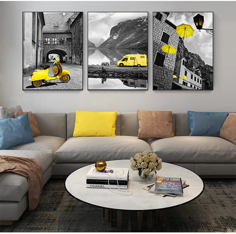 Nordic Canvas Wall Art Set - Landscape Black & White and Color Options