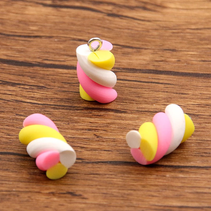 10Pcs 10x20mm Colored Cotton Candy Earring Charms Jewelry Findings Kit