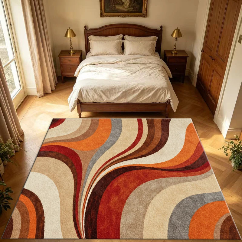 Abstract Wave Carpet Non-Slip Washable Floor Mat for Living Room & Bedroom