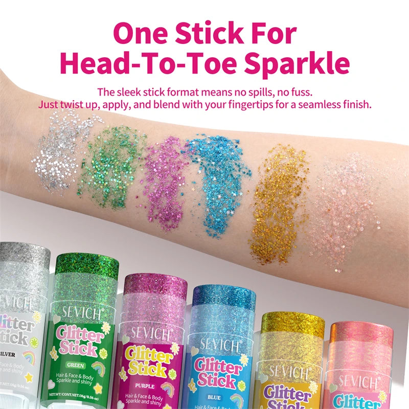 Multifunctional Face Lip Hair Body Glitter Sequins - Festival Stage Makeup Set