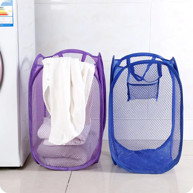 Foldable Hand-Held Laundry Basket with Handles, Space-Saving Clothes Storage Bin