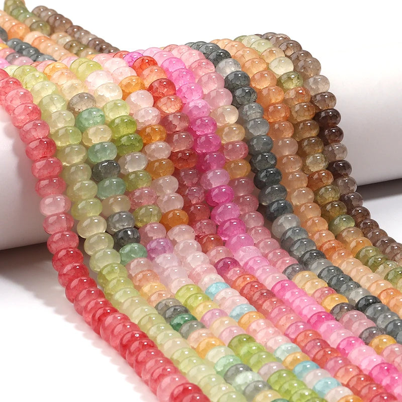 75pcs Colorful Glass Beads Crackled Abacus Spacer Beads for Jewelry Making