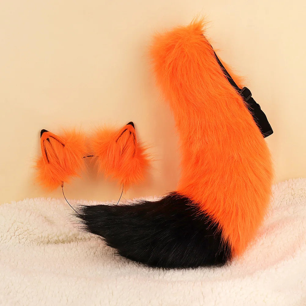 Halloween Wolf Tail Costume Plush Ears Cosplay Props for Men and Women