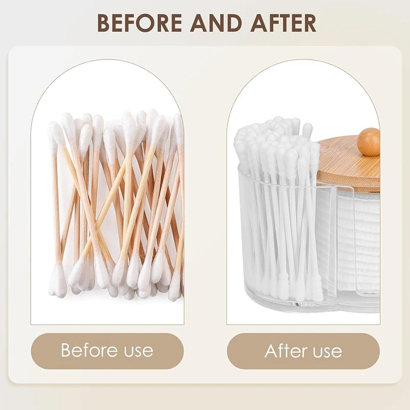 Small Cotton Pad & Swab Dispenser - Bathroom Storage Organizer with Lid
