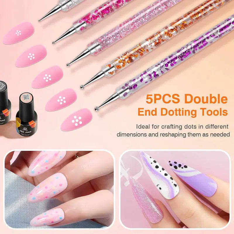 15/31PCS Nail Art Brush Set with Dotting & Liner Pens for Gel & Nail Polish