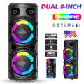 3000W Portable Bluetooth Karaoke Speaker with Dual 8-Inch Subwoofers and RGB Lights