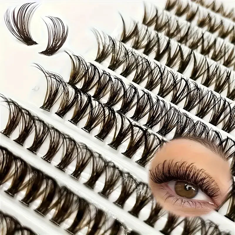 Brown Eyelash Clusters 8-16mm Natural Look Fake Eyelash Extensions DIY Makeup