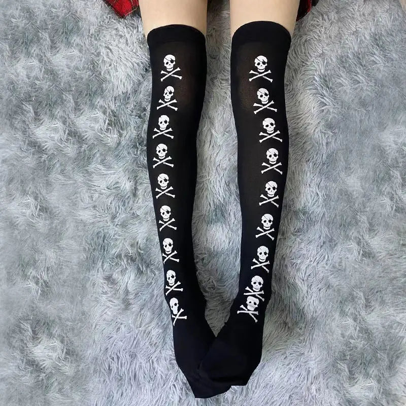 Skeleton Stockings and Gloves Set for Halloween Cosplay - Bone Blood Bloodstained