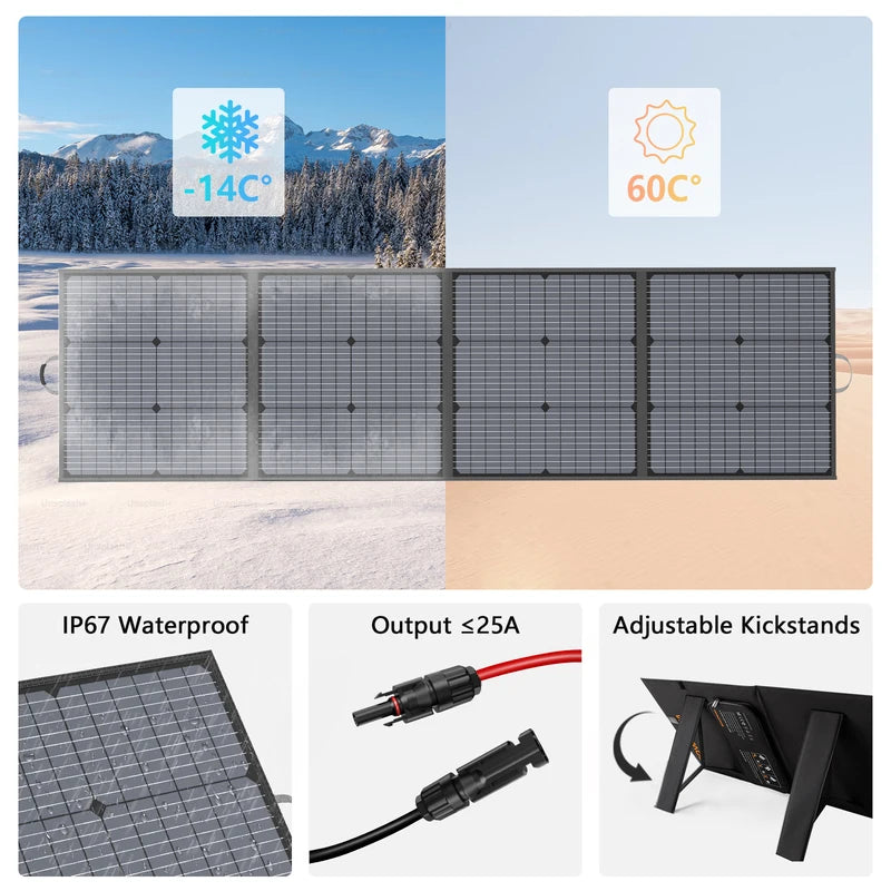 220W Portable Foldable Monocrystalline Solar Panel Waterproof for Camping & Off-Grid Power