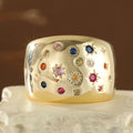 Retro Sun Star Zircon Inlay Wide Face Women's Ring - Vintage Jewelry Gift