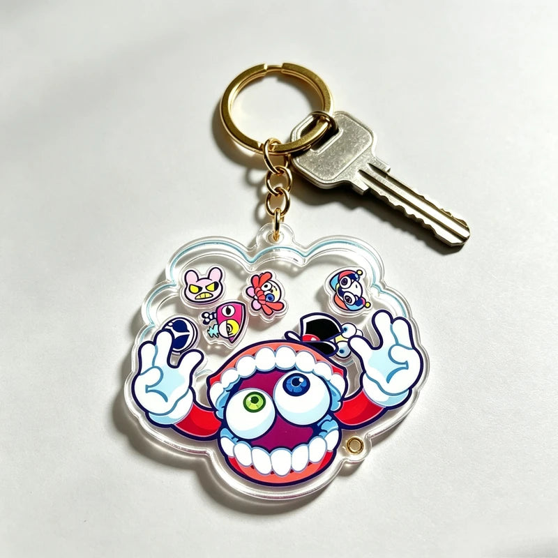 Anime The Amazing Digital Circus Pomni & Jax Acrylic Shaker Keychain Bag Charm