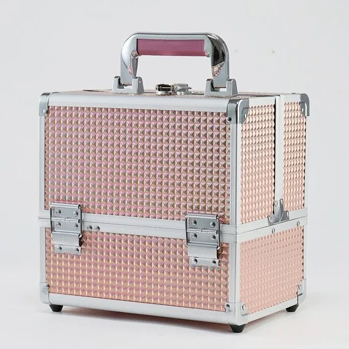 3-Tray Aluminum Makeup Case with Mirror Multi-Layer Beauty Storage for Professionals
