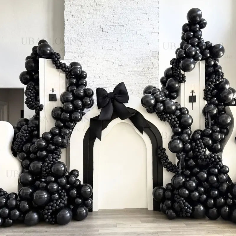 Black Latex Balloons Garland Arch - 5/10/12/18 Inch Party Decor