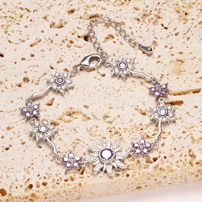 Sunflower Jewelry Bracelet with Zirconia - Holiday Gift for Travel & Outings