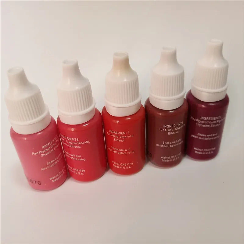 Permanent Makeup Ink Set 5 Colors Microblading Lip & Eyebrow Pigments