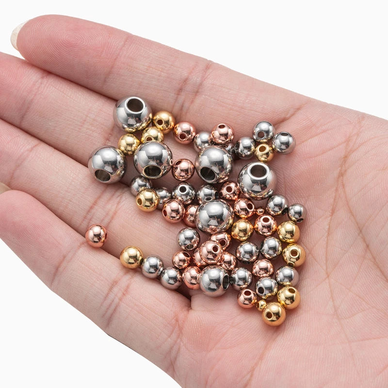 50/100pcs Stainless Steel Spacer Beads for Jewelry Making DIY Necklace & Bracelet Supplies