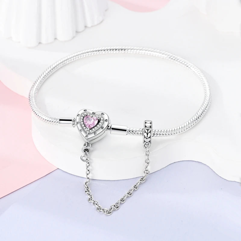 925 Silver Clover Heart Snake Chain Bracelet for Women Wedding Jewelry