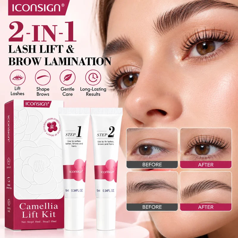 Camellia Lash and Brow Lift Set - Curled Lashes and Brows with Gentle Formula