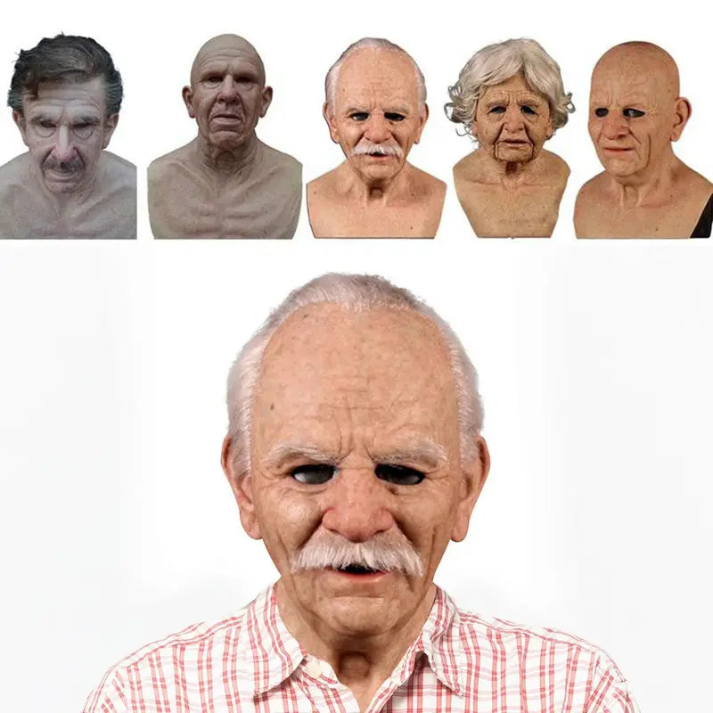 Masquerade Mask for Carnival Halloween Costume Party - Old Man Latex Headgear