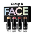4-Pack Waterproof Face Makeup Sticks for Contouring and Highlighting - Long-Lasting Blush & Shimmer Set for Beginners Women
