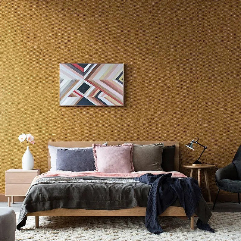 Nordic Linen Grey Wall Paper - Non-Woven Solid Color Wallpaper for Living Room & Bedroom