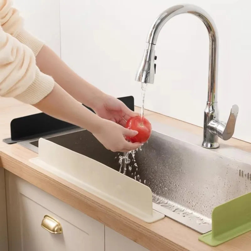 Silicone Sink Baffle Splash Guard with Suction Cups - Water & Oil-Proof Kitchen Organizer