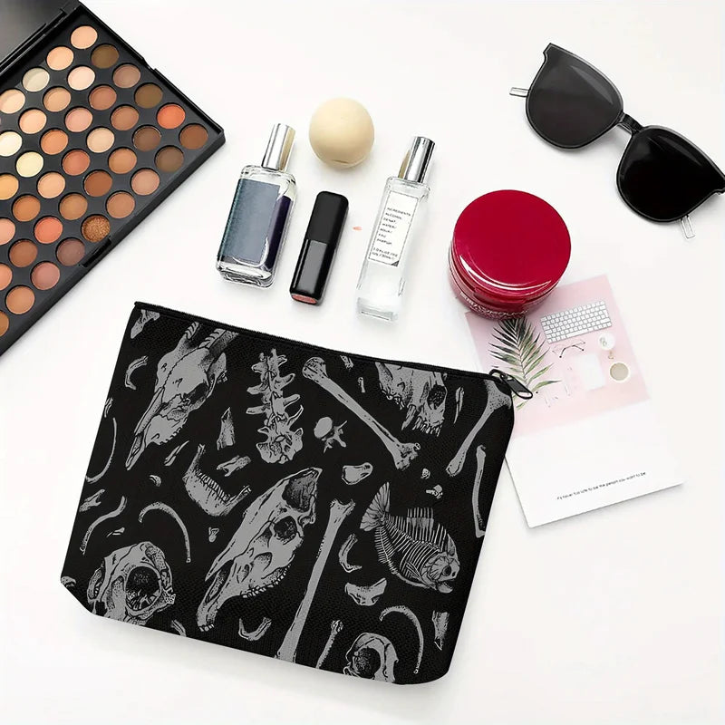 Gothic Style Makeup Bag with Jewelry Storage - Travel Zipper Pouch