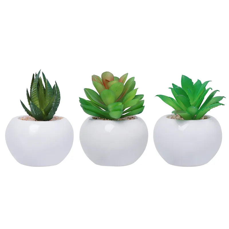 3Pcs Artificial Succulent Plants - Realistic Faux Greenery for Office & Home Decor
