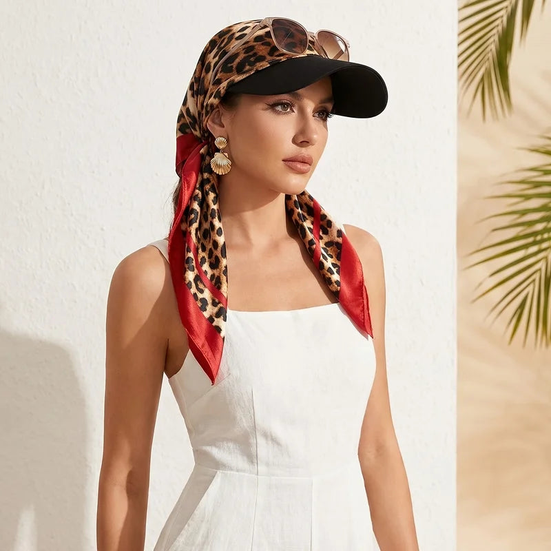 Women's Sun Hat Self-Tie Brimmed Scarf Cap for Beach Vacation Sun Protection