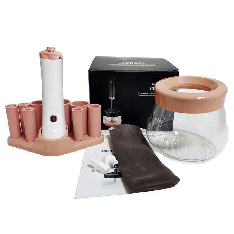 Electric Makeup Brush Cleaner and Dryer Machine with 8 Rubber Collar Sizes
