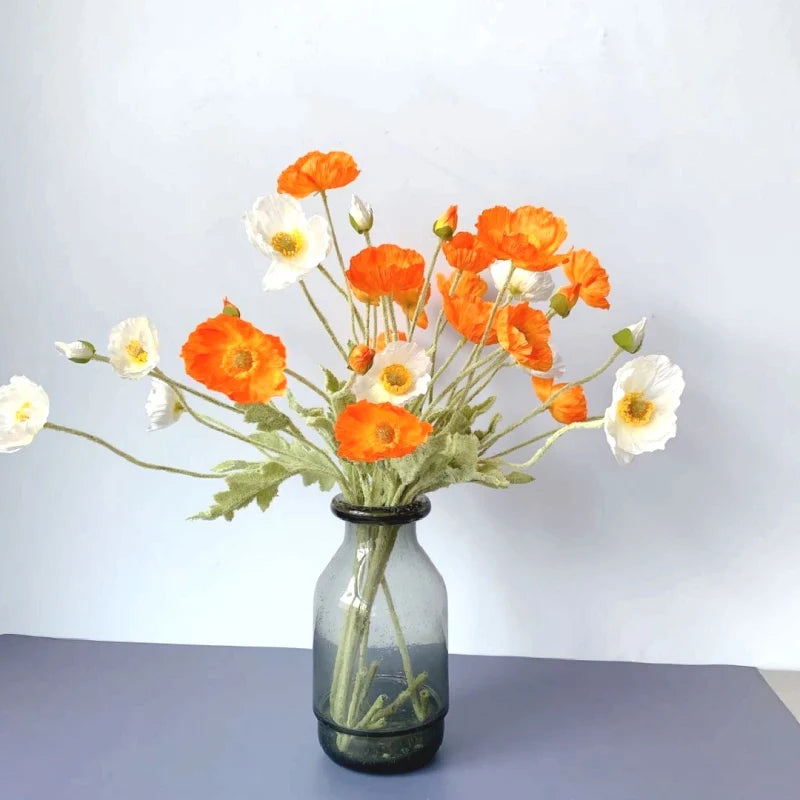 Artificial Poppy Flowers Bouquet - Silk Fake Flowers for Home & Wedding Decor