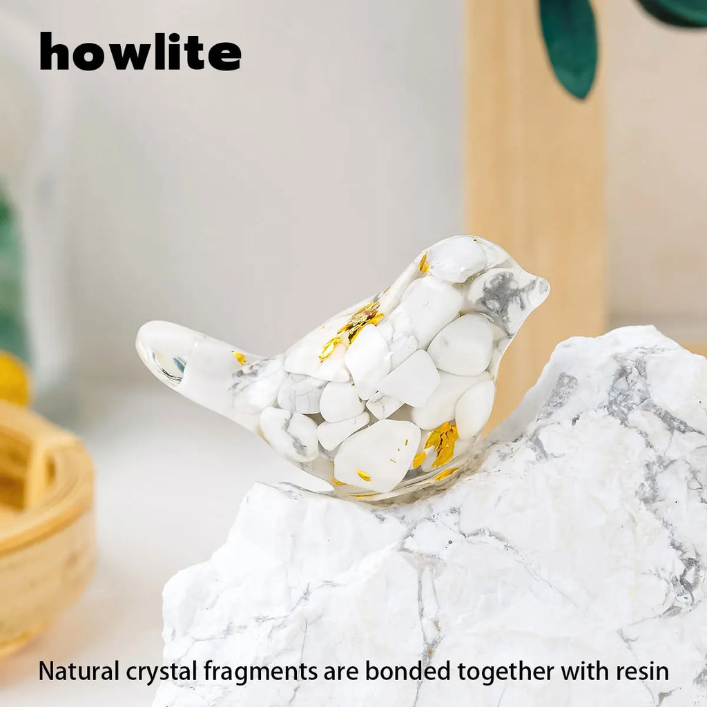 Natural Crystal Bird Sculpture Reiki Stone Figurine Feng Shui Garden Decor