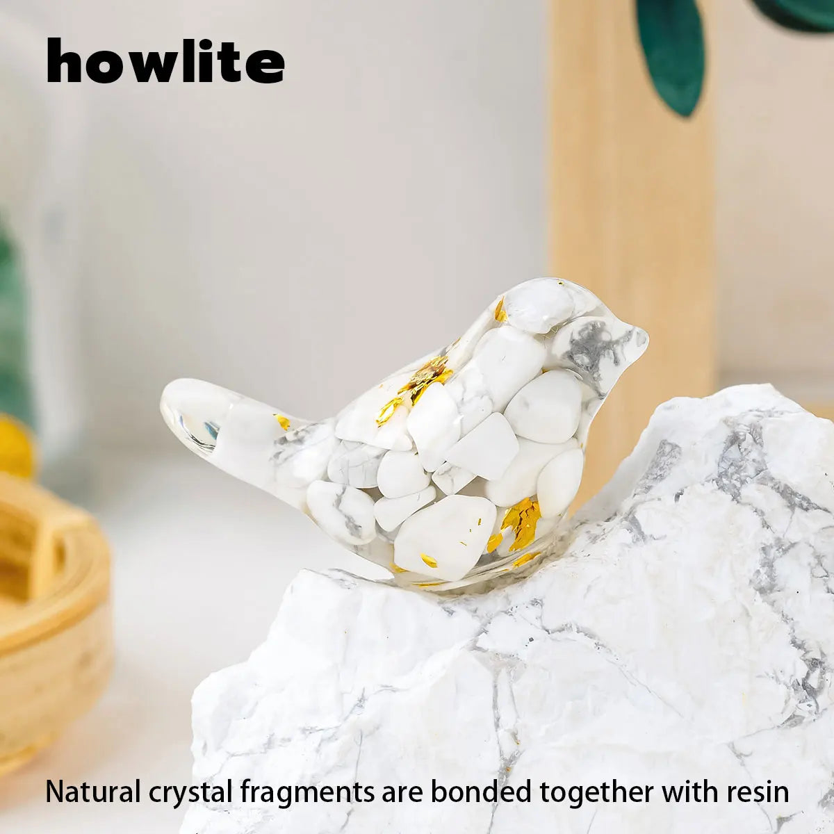 Natural Crystal Bird Sculpture Reiki Stone Figurine Feng Shui Garden Decor