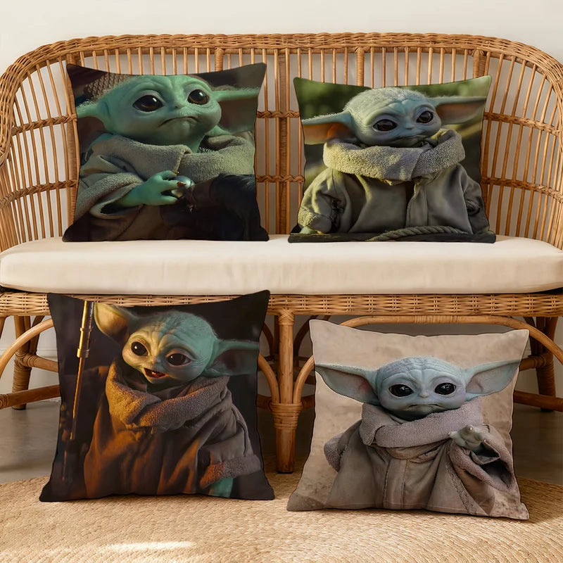 Grogu Star Wars Cushion Cover - Decorative Square Pillow Case for Sofa Bed Living Room