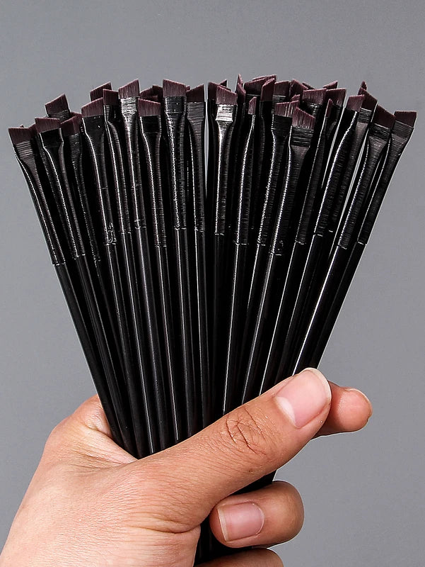 Disposable Eye Makeup Brush Set 50 Diagonal Eyeliner & Eyeshadow Brushes
