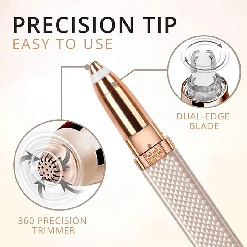 Women's 2-in-1 Electric Hair Removal & Eyebrow Trimmer Device with LED Light
