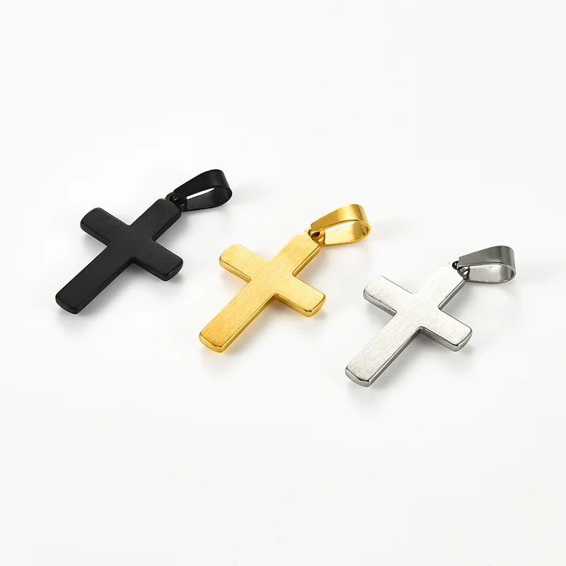 Minimalist Christian Stainless Steel Cross Pendant Necklace for Men Women