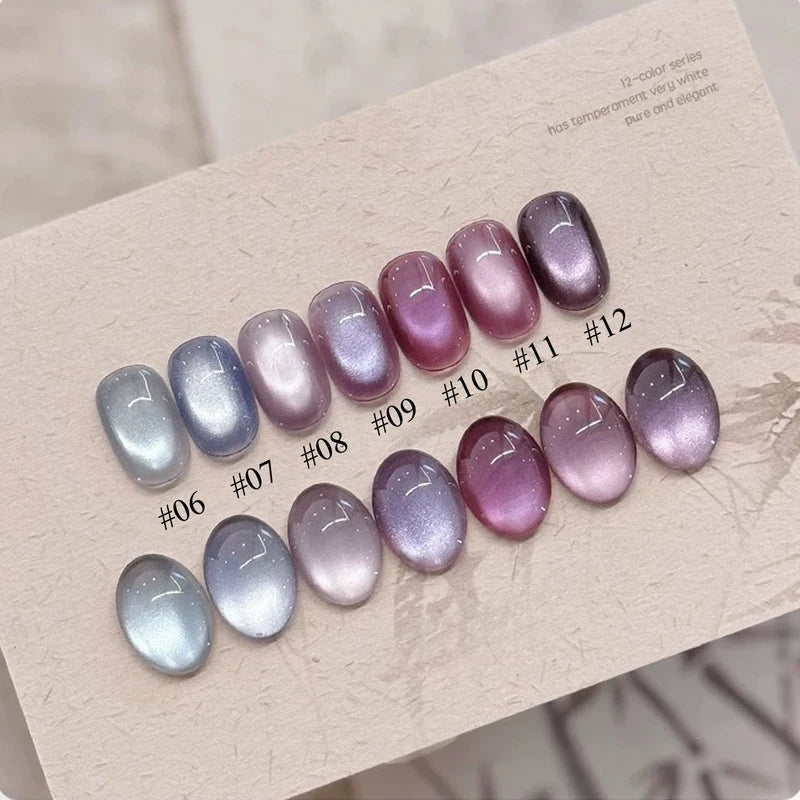 12-Piece Magnetic Cat Eye Nail Polish Gel Set UV Soak Off Nail Art Kit for Salon & Home