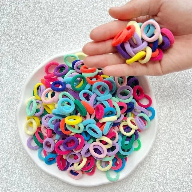 Kids Hair Bands Set - Colorful Nylon Scrunchies and Elastic Hair Ties for Children