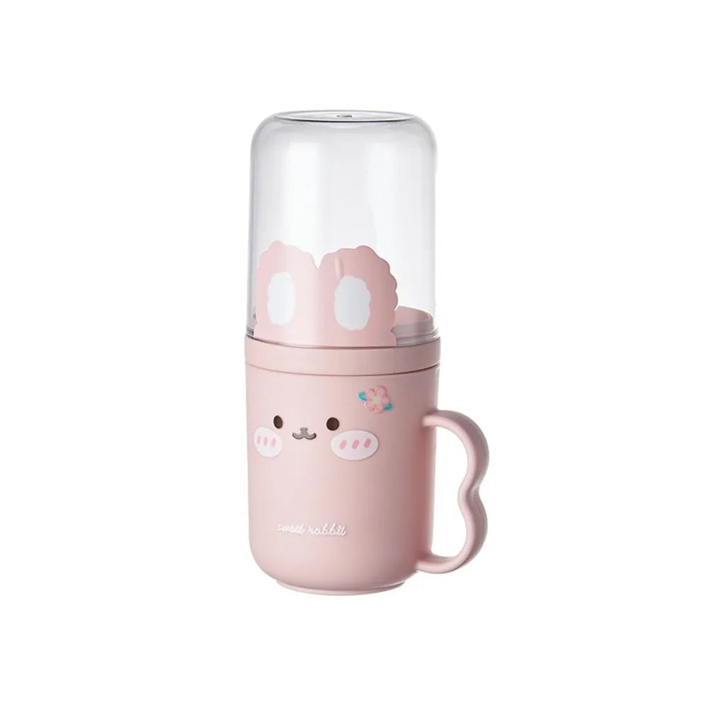 Travel Toothbrush Case with Mouthwash Cup - Portable Plastic Storage Box