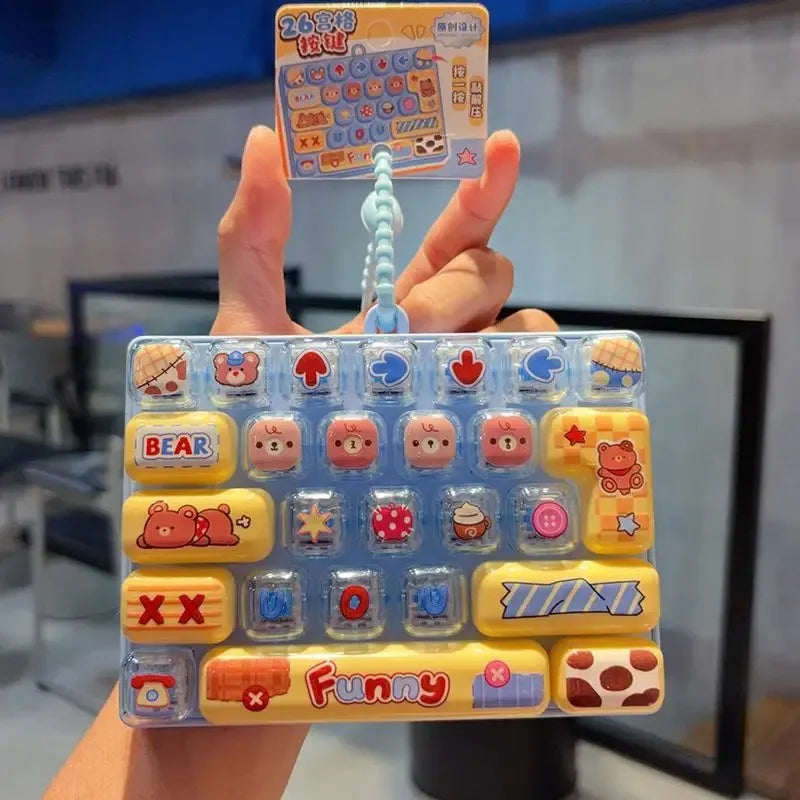 26-Key Cartoon Keyboard Keycap Set - Stress Relief Fidget Keychain & Bag Charm