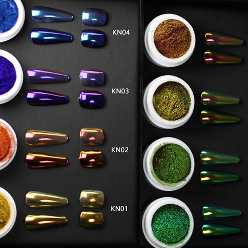 13 Colors Glitter Chameleon Nail Powder Dust for Nail Art Chrome & Metallic Effects