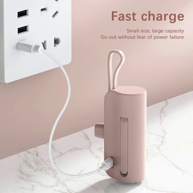10,000mAh Mini Wireless Power Bank with Fast Charging & Embedded Cable