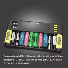 Multifunctional Battery Charger 12 Slot for Li-ion NiMH 9V Batteries - Universal