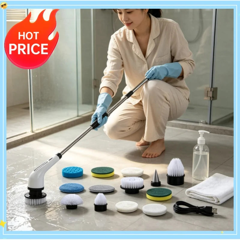 Cordless Electric Spin Scrubber Multi-Purpose Cleaning Brush for Kitchen Bathroom