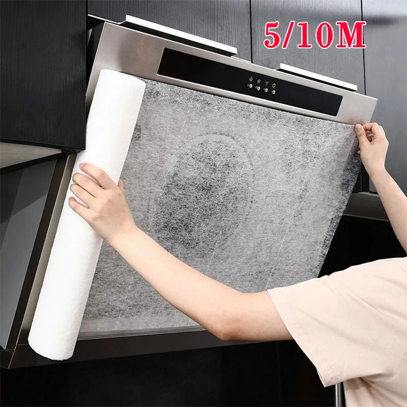Disposable Range Hood Filter Paper 5/10M Non-Woven Grease Filter for Kitchen Ventilation