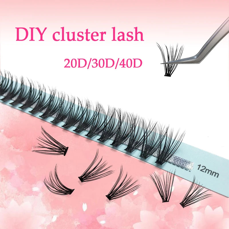 100 Bundles Cluster Eyelash Kit with Faux Mink Fans - Natural, DIY Ready Made Lashes