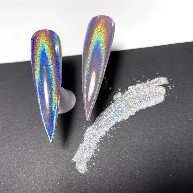 Rainbow Laser Nail Powder Set - Mirror, Cat Eye, Pearl Effects DIY Manicure